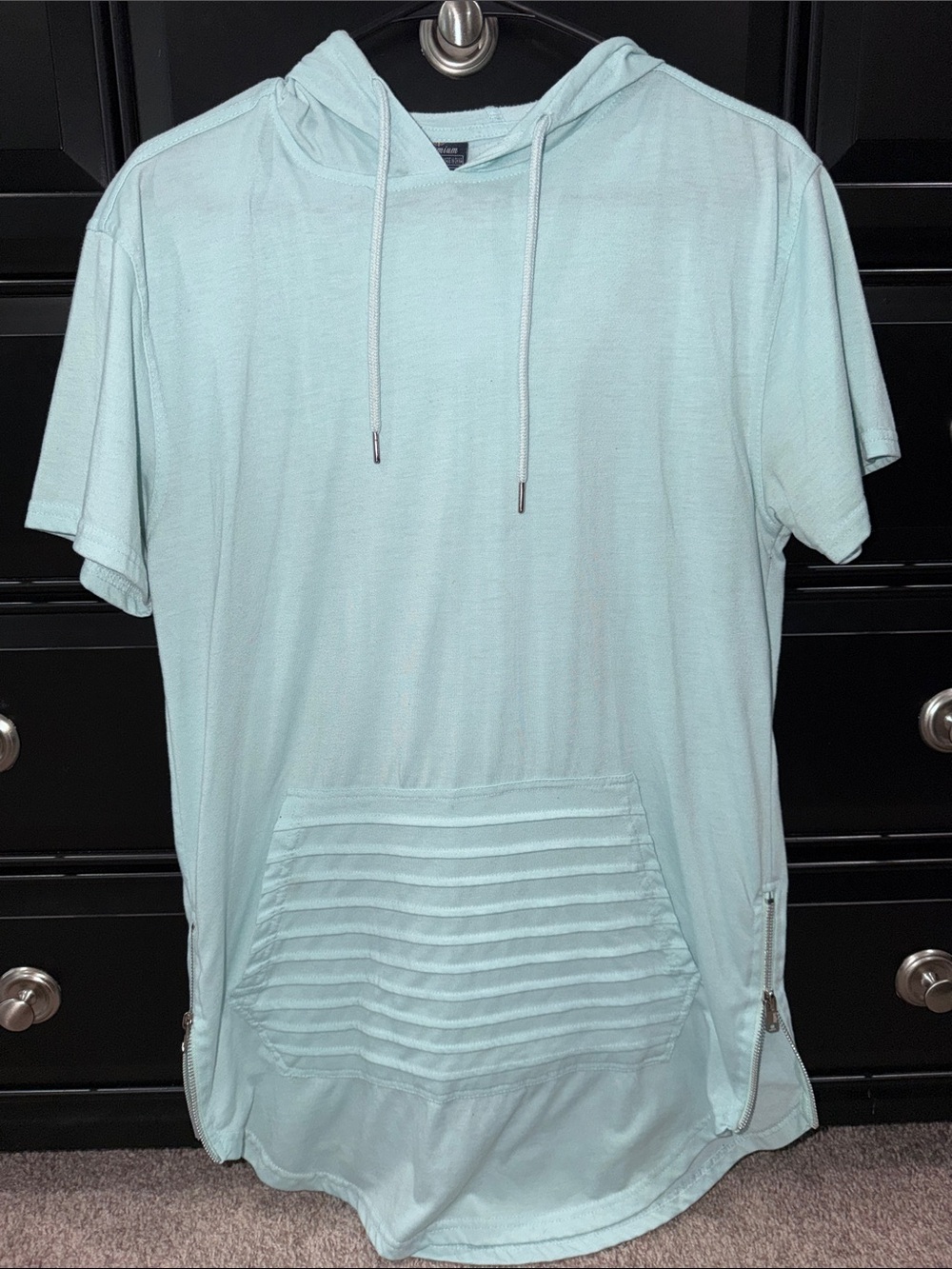Men's Light Mint Hooded Short-Sleeve Shirt